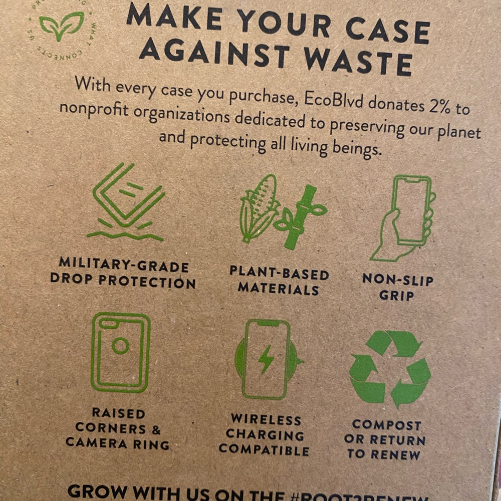 ECOBLVD 100% COMPOSTABLE PHONE CASE YELLOW BLACK TRIM IPHONE 15 PRO MAX NWT NIB - Picture 8 of 8